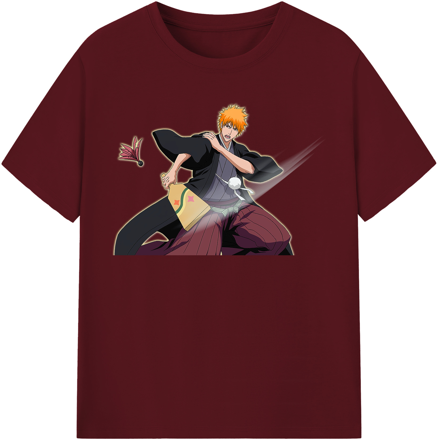 （画像用） ブリーチ 黒崎一護（くろさき いちご）BLEACH Kurosaki Ichigo 綿100％半袖Tシャツ（フロントプリント）